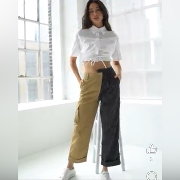 NEW Choosy Women's Size 4 Day And Night Two-Tone Color Block Pants High Rise - Picture 7 of 13